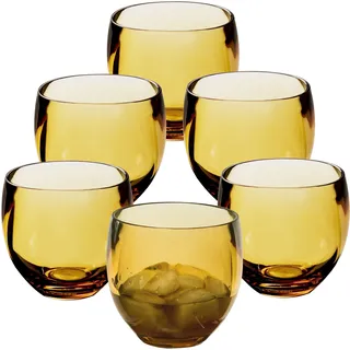 Hummelladen 6x Campingglas aus Acryl 400ml Braun - Weinglas ohne Stiel Acrylglas Wasserglas Kunststoff Camping Garten Echtglasoptik Picknick Becher Kinder Senioren Longdrink Coktail