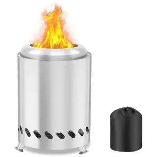 AOOSU Rauchfreie Feuerschale, Tischfeuerstelle aus Edelstahl, Kocher Camping Holzofen Mini Tischkamin Outdoor Holzofen Betrieben mit Reisetasche, Hobo Kocher für Camping, Outdoor, Garten (20cm x 13cm)