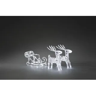 Konstsmide LED Acryl-Set Schlitten mit 2 Rentieren Kunststoff 70x42 cm 96 kalt weiße Dioden transparent