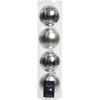 Weihnachtskugeln Zum Hängen Im Glas 10 Cm Silber. 4er-set