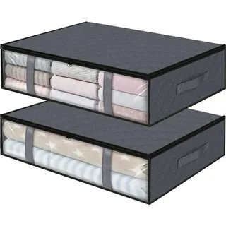 60*45*15cm Unterbettkommode 2er set Unterbettbox Unterbett Steppdecke/Decke Aufbewahrungstasche Grau Kleideraufbewahrung Aufbewahrungsboxen