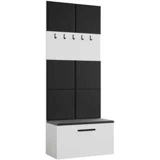 AX Living Garderobenschrank, Weiß, Kunststoff, Teilmassiv,Kiefer, Rechteckig, 80.6x204x40 cm, Hergestellt in Europa, FSC Mix, Reach, Garderobe, Garderoben-Sets & Serien, Garderoben-Sets