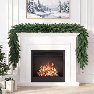 Weihnachtsgirlande 2,7 m, künstliche Tannengirlande, Dicht & Formbar | Naturgetreues Tannengrün mit 320 Zweigspitzen, Weihnachtsdeko Indoor & Outdoor für Kamin, Treppe, Geländer, Tür, Fenster