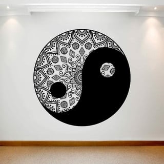 Rfokun Bild Wandaufkleber Poster Home Spezielle religiöse Dekoration Wandtattoo Wandbild Ying Yang Mandala Muster 86x86cm