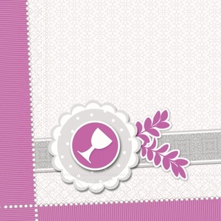 Sovie HORECA Serviette Kelch-Taube in Pink aus Tissue 33 x 33 cm, 100 Stück - Kommunion Konfirmation Taufe