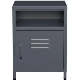 Lendo Online Nachttisch Metall - 40x40x55 cm – Nachtschrank mit Tür – Kleiner Metallschrank – Beistelltisch für Schlafzimmer & Wohnzimmer (Anthrazit)