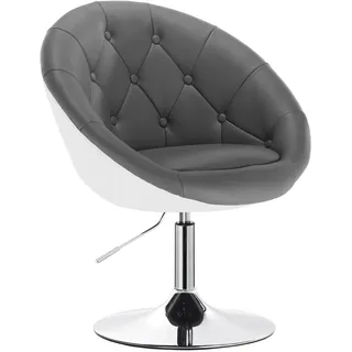 WOLTU 1 x Barsessel Loungesessel mit Armlehne Kunstleder 2 farbig Grau+Weiß