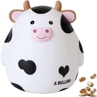 Chstarina Kuh Sparbüchse, Kuh Sparschwein Weiß,Tier Sparschwein, Spardose Erwachsene, Unzerbrechliche Spardose Kinder, Niedliches Sparschwein Geschenk, Münzschwein für Jungen Mädchen Zimmer Dekoration