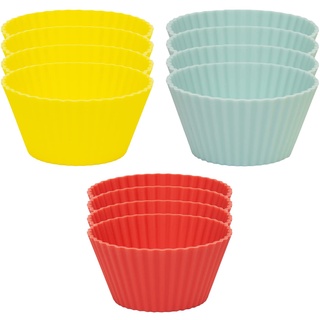Mehrfarbige Silikon-Cupcake-Förmchen – 12 Stück wiederverwendbare Muffinform zum Backen mit Kindern, spülmaschinenfest, umweltfreundlich