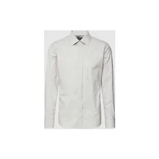 Slim Fit Smokinghemd aus hochwertiger Baumwolle Modell 'FLORAL JACQUARD', Hellgrau, 43