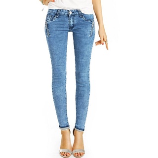 be styled Low-rise-Jeans Low Rise Jeanshose Hüftjeans Enge Skinny Jeans - Damen - j10i-2 5-Pocket-Style, mit Stretch-Anteil blau 40