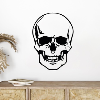 GRAZDesign Wandtattoo Schädel Totenkopf Skull Knochen Wandaufkleber für Jugendzimmer, Wohnzimmer - auf Wand, Schrank, Tür - 42x30cm / dunkelgrau