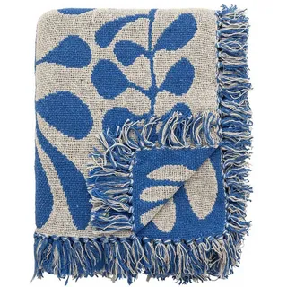 Bloomingville Nevine Plaid 130 x 160 cm Blau/Beige