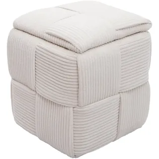 Mendler Hocker HWC-Q47 Cord 43 x 40 x 40 cm Beige