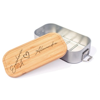 Farbwuselei - Personalisierte Brotdose für Kinder und Erwachsene Erzieherin mit Herz Robuste Individuelle Edelstahl Brotdose mit Namen - Personalisierte Geschenke Lunchbox (große Box)