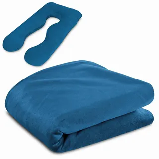 Totsy Baby Stillkissen klein U-Form 135 cm kompaktes Body Pillow | handlich und platzsparend für Sofa Bett und unterwegs formstabile Füllung knisterfrei pflegeleicht – Marineblau