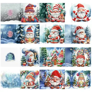 Sumshy 12er Set DIY Diamond Painting Grußkarten Set Ostern, Christmas Diamond Painting Greeting Cards Osternkarten for Kinder & Erwachsene (Weihnachten-12er Set H)