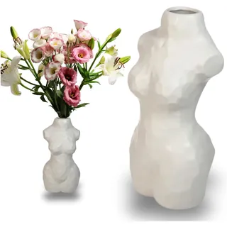 Dekovase Frauenkörper, Vase aus Keramik, Blumenvase, Weibliche Körpervase Körper Vase (Weiß)