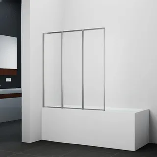 Marwell Moon 120 x 130 x 5 cm - 3-teilig und faltbar Duschabtrennung für Badewanne aus Kunststoff hochwertigem weißem Rahmen
