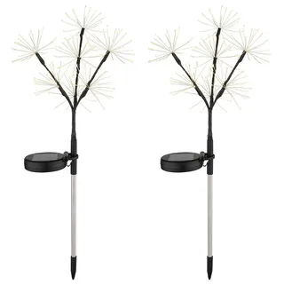 GLOBO Solarleuchte Edelstahl H 60 cm 2er Set warmweiß