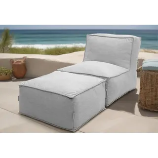DOMO collection Hocker Fiu für Terrasse, Balkon, Garten, Camping - wetterfest, Aufblasbarer Outdoor Sitzhocker 75 x 70 cm, klein verstaubar silberfarben