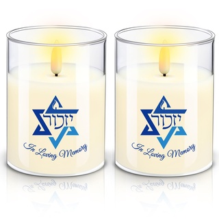 VIHOSE 2 Stück elektrische Gedenkkerze LED Yahrzeit Kerze für Verlust eines geliebten Menschen Sympathie Yizkor flammenlose Kerzen für Gebete sicher und einfach zu bedienen Batterie Trauer Geschenke