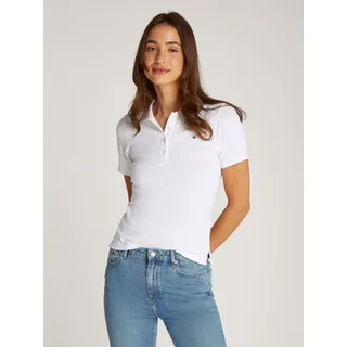 Tommy Hilfiger Damen, Poloshirt Kurzarm 1985 Pique Slim Fit weiß (optic White), L