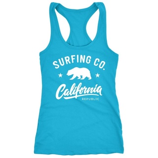 Neverless Tanktop Damen Tank-Top California Republic Bear Bär Sommer Surfing Racerback Neverless® blau XXL