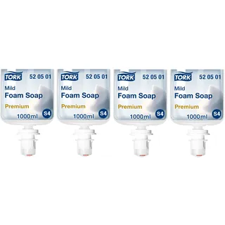Tork 520501 milde Schaumseife Premium für Tork S4 Seifenspendersysteme/Weiße, sanfte Handseife für weiche und hygienisch gepflegte Hände / 1 x 1000ml (4000 ml)
