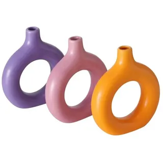 BOLTZE Dekovase Vase Lanyo 3er-SET, Lila, Orange, Pink (3 St)