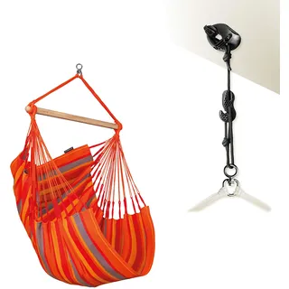 La Siesta® - Domingo Hanging Chair Basic Size - Weatherproof with Bamboo Wood, 360° Rotatable, Generous Dimensions - Comfortable Hängesessel. (Toucan)