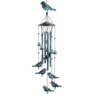 Monsiter QE Vogel-Windspiel für den Außenbereich, Windspiel mit 4 großen Aluminiumrohren und S-Haken – Windspiele, Außenbereich, hängende Dekoration für Garten, Terrasse, Hinterhof oder Veranda