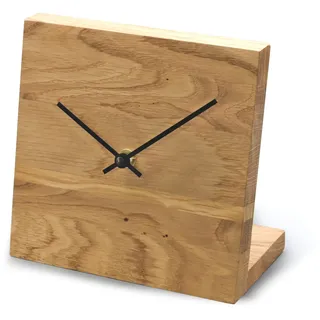 Natuhr Tischuhr Eiche Buche Holz - Knick - Massivholz Design 17,5 x 17,5 cm (Funk-Uhrwerk, Eiche geölt)