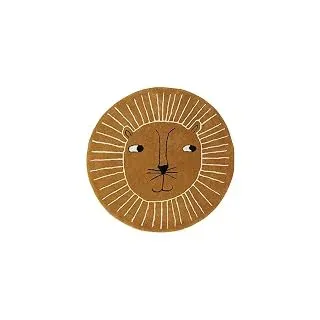 OYOY Mini Lion Rug - Runder Kinderzimmer Teppich Löwen Kopf - Kinder Spielteppich für Jungen und Mädchen - Durchmesser 95 cm aus einem Wolle Baumwolle Mix