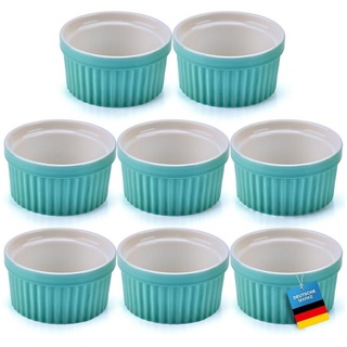 Dimono Dessertschale Creme Brulee Souflee-Förmchen, Keramik, (Schälchen mit 170 ml, 8-tlg), Schalen blau