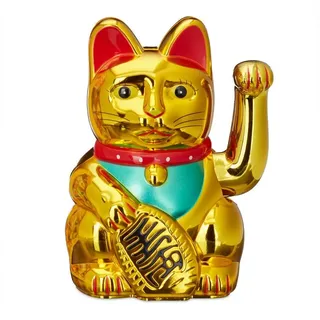 Relaxdays Winkekatze 16 cm Gold/Rot/Türkis
