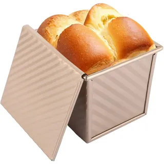 ZOFUN Brotbackform mit Deckel Toastbrot Brotbackformen Toastbrotform mit deckel, 10x10x9.7CM Antihaft Brotform Kastenform mit Belüftungslöchern Kaiser Brot Toastform für Laibe Kuchen Gebäck 0.5lb-250g