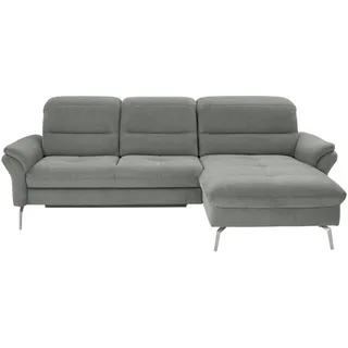 Beldomo Speed Ecksofa, Hellgrau, Textil, 3-Sitzer, Ottomane rechts, L-Form, 260x181 cm, Typenauswahl, Fußauswahl, Stoffauswahl, seitenverkehrt erhältlich, Bettfunktion Rücken echt, Armteil links, rechts, Wohnzimmer, Sofas & Couches, Wohnlandschaften, Ecksofas