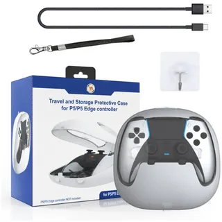 feinlux Controllertasche PS5-Aufbewahrungsbox,wiederaufladbar (Set, 1 x Controller-Aufbewahrungsbox; 1 x Ladekabel; 1 x Umhängeband), Wasserfest und verschleißfest, robust und langlebig weiß
