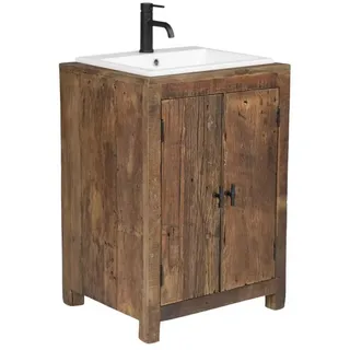 baario Waschtisch Waschtisch DRVO Altholz, massiv recycelt Treibholz Landhaus Design braun