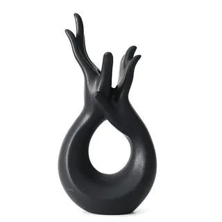 Vase ‚Äì Abstrakte Menschliche Figur, Keramik, Matt Schwarz, Handgefertigt, Nordische Kunst, Dekoratives Ornament Für Das Wohnzimmer
