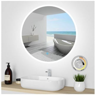 duschspa Badspiegel LED Badspiegel Rund Spiegel Touch/Wandschalter 50-100cm, Warm/Neutral/Kaltweiß+dimmbar+Memory+auto Abschaltung Ø 80 cm