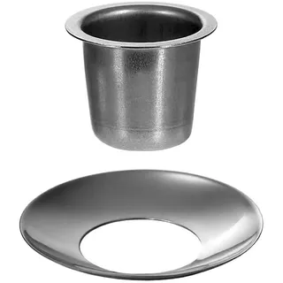 Kerzenhalter konisch Silber 22mm - Tülle und Tropfenfänger einzeln oder im Set - die perfekte Kerzentülle für Spitzkerzen, Größe:Tülle + Fänger 25er Set