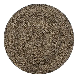Teppich Handgefertigt Jute Schwarz und Braun 240 cm, furnicato, Runde schwarz