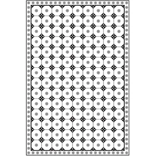 micasia Vinylteppich nass abwischbar Muster Bodenschutz - Made in Germany - Geometrisch Fliesenoptik 2,2mm dünne Vinyl Bodenmatte schwarz Weiss Küche Flur trittsichere Matte 3088 (140x210cm)