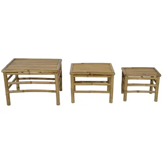Lesli Living Beistelltisch Lesli Living Indoor & Outdoor Beistelltisch Hocker im 3er-Set "Bambus"