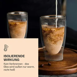 Feelino DUOS doppelwandiges Glas 400 ml Trinkglas Espresso Borosilikatglas Transparent