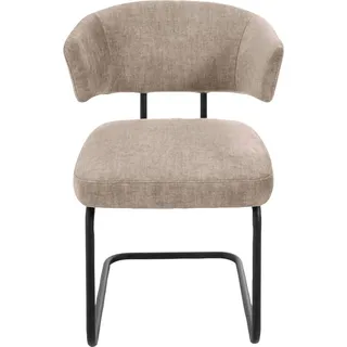 Freischwinger K+W KOMFORT & WOHNEN "Mikkado Tube", beige (sand, schwarz), B:55cm H:79cm T:60cm, Stühle, Freischwinger, abgerundeter Rücken, Rundrohrgestell, Abstandshalter, Sitzkomfort