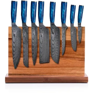 KÜCHENKOMPANE – Edelstahl Messerset Shiburu mit magnetischem Messerblock | 8-teiliges Küchenmesser Set | Kochmesser mit ergonomischen Epoxid-Griff | rostfrei & scharf | Designed in Germany