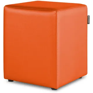 Happers Sitzwürfel aus Kunstleder Orange. Sitzhocker und Fußstütze für das Wohnzimmer oder Schlafzimmer